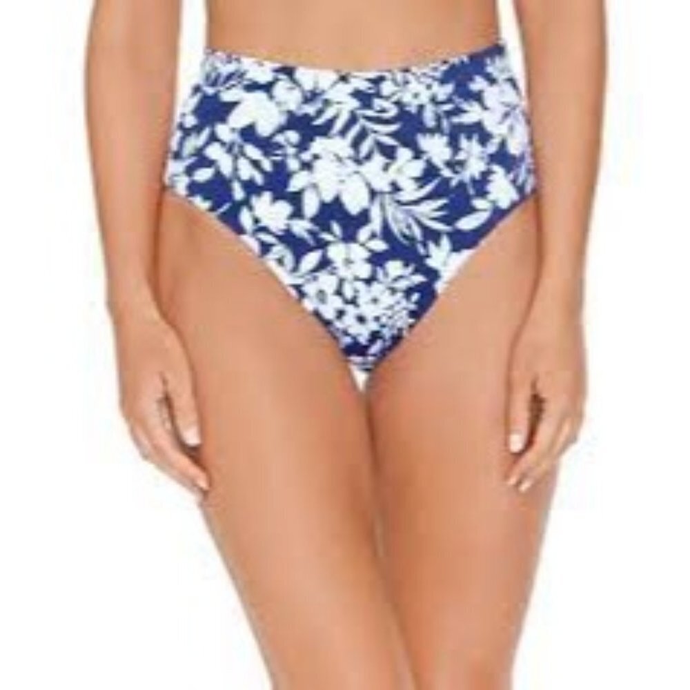 RAISINS WOMEN HIGH‎ WAIST TROPIC BIKINI BOTTOM LG NWT